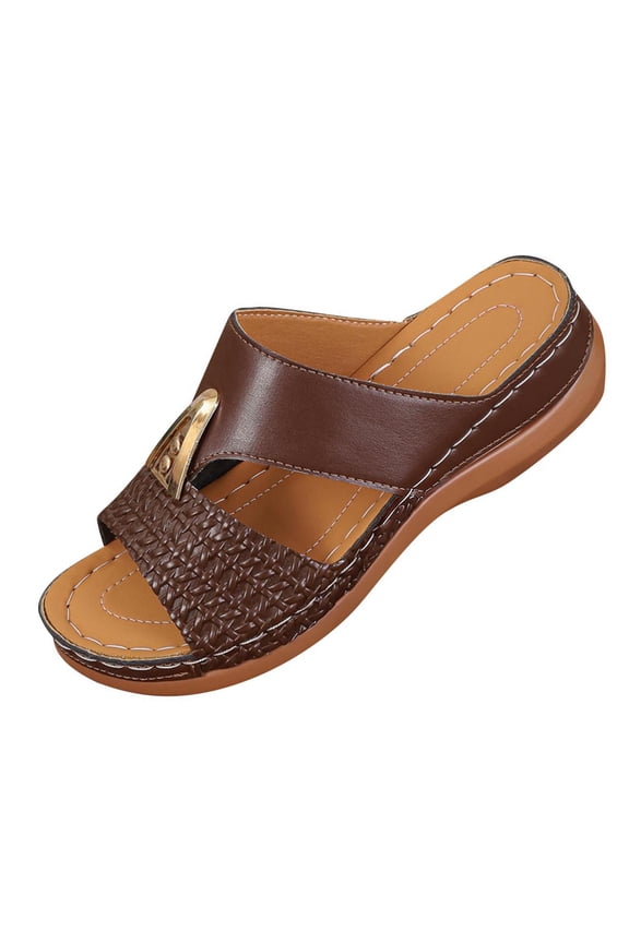 Womens Wedge Sandals Slide Peep Toe Cutout Casual Comfortable Slippers Beach Shoes for Spring and Summer Heel Slides