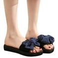 thumbnail image 1 of Xfvqtps Womens Wedge Sandals Slide Flatform Bow Glitter Open Toe Soft Sole Non Slip Lightweight Comfortable Breathable Summer Sandals Blue, 1 of 9