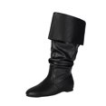 thumbnail image 1 of Xfvqtps Womens Western Mid Calf Boots Flat Fold over Cuff Boots Fashion Pleated Leather Casual Cowboy Ankle Boots for Fall Winter Black, 1 of 6