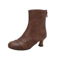 thumbnail image 1 of Xfvqtps Womens Winter Boots Fashion Ankle Booties with Back Zipper High Heel Round Toe Faux Leather Casual Shoes for Women Coffee, 1 of 7