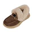 thumbnail image 1 of Xfvqtps Womens Winter Snow Boots Fashion Casual Warm Wedge Heel Thick Sole Faux Fur Collar Buckle Decor Soft Suede Lightweight Comfortable Shoes Coffee, 1 of 6