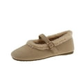thumbnail image 1 of Xfvqtps Womens Winter Velvet Lined Buckle Loafers Comfortable Flat Shoes with Mary Jane Strap for Cold Weather Beige, 1 of 8