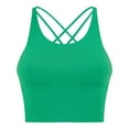 thumbnail image 1 of Xfvqtps Womens Workout Sports Bras Fitness Backless Cross Back Spaghetti Strap Padded Bra Yoga Crop Tank Top Green, 1 of 5