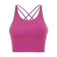 thumbnail image 1 of Xfvqtps Womens Workout Sports Bras Fitness Backless Cross Back Spaghetti Strap Padded Bra Yoga Crop Tank Top Hot Pink, 1 of 5