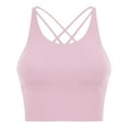 thumbnail image 1 of Xfvqtps Womens Workout Sports Bras Fitness Backless Cross Back Spaghetti Strap Padded Bra Yoga Crop Tank Top Pink-02, 1 of 5