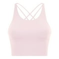 thumbnail image 1 of Xfvqtps Womens Workout Sports Bras Fitness Backless Cross Back Spaghetti Strap Padded Bra Yoga Crop Tank Top Pink, 1 of 5