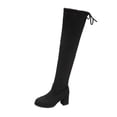 thumbnail image 1 of Xfvqtps Womens over the Knee Boots Stretch Suede Winter Boots with Block Heel Round Toe Comfortable Elegant Long Boots for Women Black, 1 of 9