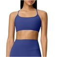 thumbnail image 1 of Xfvqtps Yoga Bras for Women Cross Back Spaghetti Strap Wireless Padded Solid Color Crop Tank Tops for Yoga Gym Fitness Blue, 1 of 6