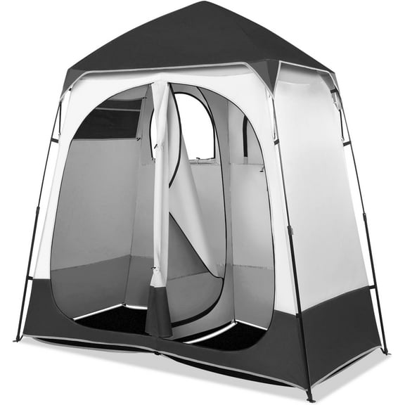 XgoodX 2 Room Shower Tent, 7.5 FT Instant Pop Up Shelter with Carrying Bag, Privacy Changing Room Tent,Perfect for Portable Toilet, Camping, Dressing, Outdoor Indoor, Easy Set Up