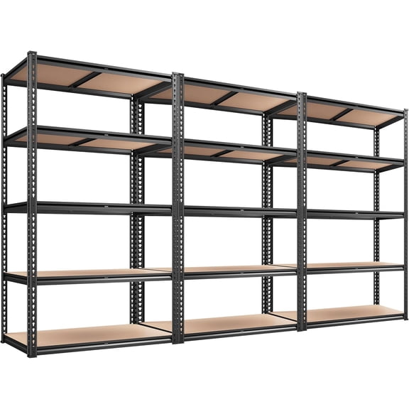 XgoodX 2020LBS Storage Shelves 5 Tier Garage Shelving Heavy Duty, Adjustable Metal Shelving Unit, Garage Shelves for Basement, Warehouse, Pantry, 72" H x 35.55" W x 16" D, Black, set of 3