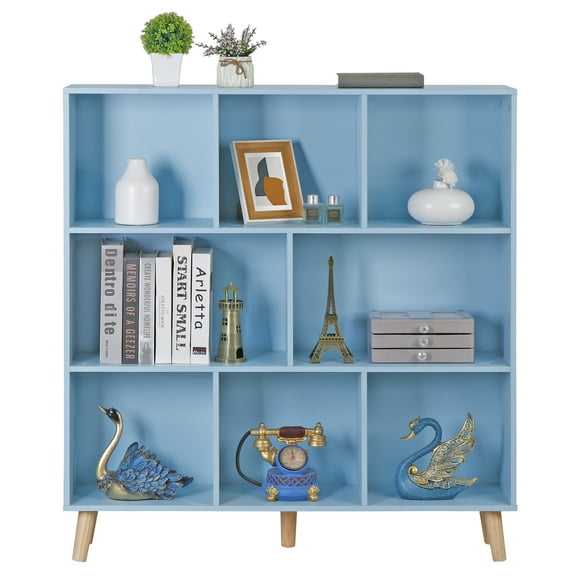 XgoodX 3-Tier Floorstanding Display Cabinet Rack with Legs 8 Cubes Free Standing Books