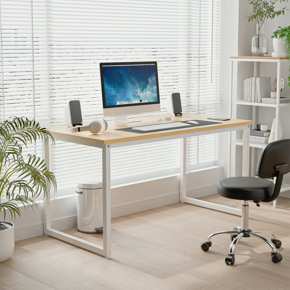 XgoodX 47" Home Office Computer Desk Espresso Studio Steel Table Work Step Natural