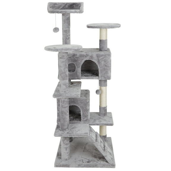 XgoodX 53" Cat Tree Cando Tower Activity Center Pet Furniture -Light Grey