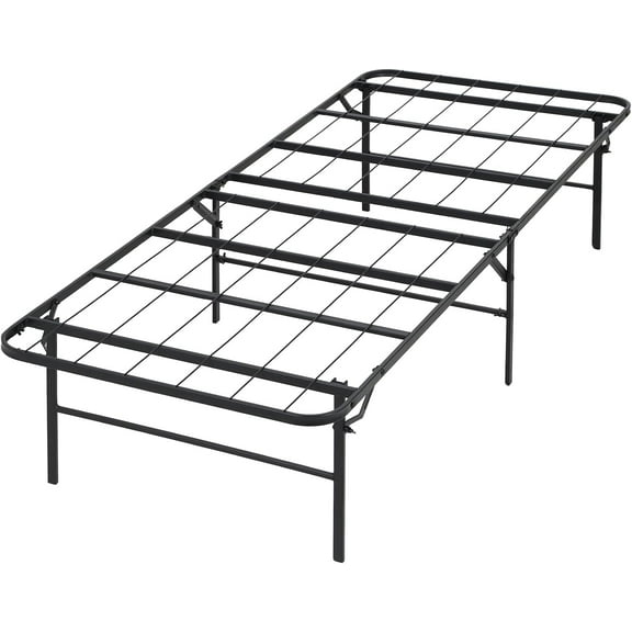 XgoodX Bed Frame, Foldable Metal Platform Bed Frame Mattress Foundation Box Spring Replacement Heavy Duty Steel Middle Bracing Strengthening Metal , 14 Inch High, Black, Twin
