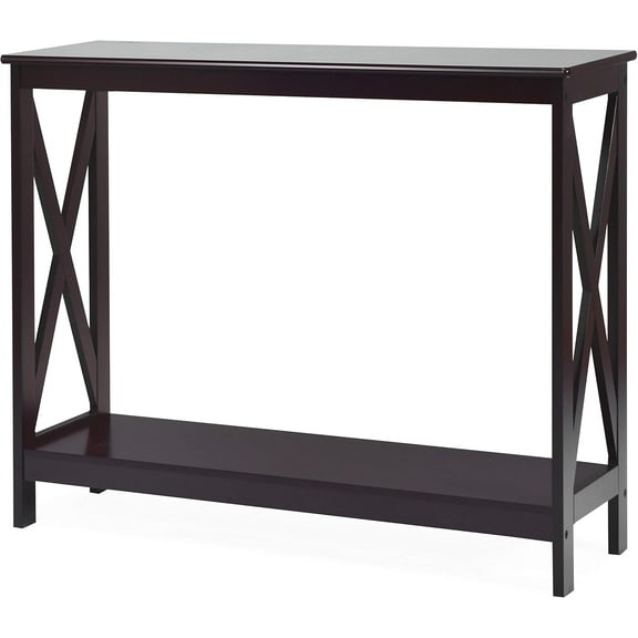 XgoodX Console Table 2-Tier with Storage Shelf,X-Design Bookshelf Narrow Accent Table for Entryway Hallway Living Room Sofa Side Table (Brown)