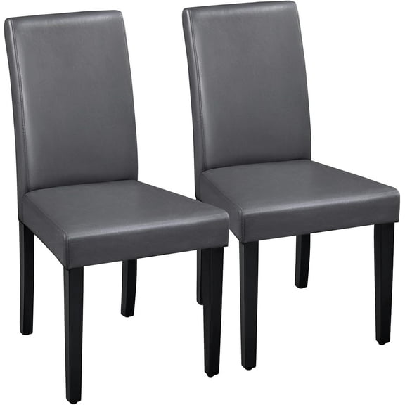 XgoodX Dining Chairs Set of 2 Faux Leather Modern Dining Room Chairs with Rubberwood Legs and Padded Seat for Kitchen/Living Room/Restaurant, Dark Gray