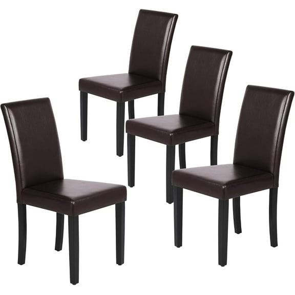 XgoodX Dining Chairs Set of 4 PU Leather Dining Room Chairs with Waterproof Surface and Wood Legs for Kitchen Restaurant and Living Room, Dark Brown