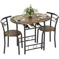 thumbnail image 1 of XgoodX Dining Table for 2, 3 Piece Round Table & Chair Set, Small Kitchen Table for Breakfast Nook, Wood Grain Tabletop and Built-in Storage Rack, Space Saving for Kitchen, Dining Room (Brown), 1 of 10