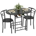 thumbnail image 1 of XgoodX  Dining Table for 2, 3 Piece Round Table & Chair Set, Small Kitchen Table for Breakfast Nook, Wood Grain Tabletop and Built-in Storage Rack, Space Saving for Kitchen, Dining Room (Black), 1 of 10