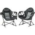 thumbnail image 1 of XgoodX Double Hammock Camping Chair, Folding Rocking Swing Chair with Adjustable Backrest, Cup Holder, Headrest, and Padded Seat, Portable Outdoor Chair for Lawn, Backyard, Travel, or Concerts,Grey, 1 of 9