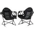 thumbnail image 1 of XgoodX Double Hammock Camping Chair, Folding Rocking Swing Chair with Adjustable Backrest, Cup Holder, Headrest, and Padded Seat, Portable Outdoor Chair for Lawn, Backyard, Travel, or Concerts,Black, 1 of 10