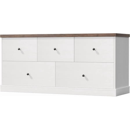 XgoodX  Dresser for Bedroom with 5 Drawers, Wood Chest of Drawers, TV Stand and Storage Organizer, for Living Room Hallway Entryway (White)