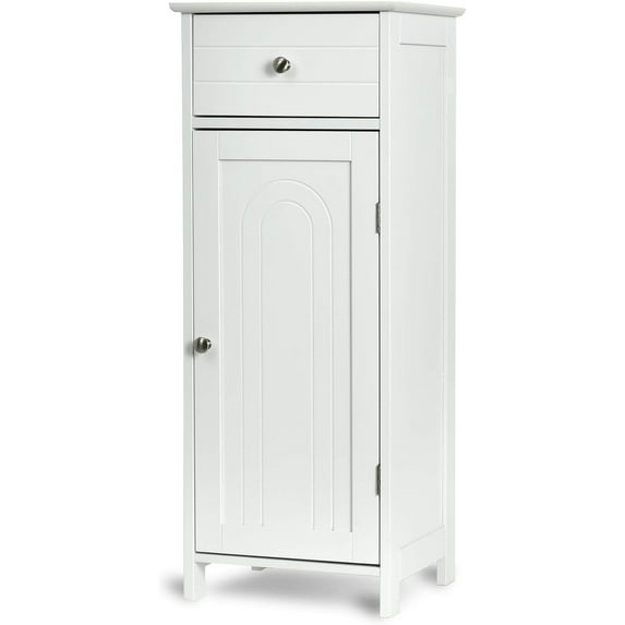 XgoodX Floor Storage Cabinet, Multifunctional Bathroom Storage Cabinet with 2 Adjustable Shelves, Ideal for Bathroom, Living Room, 14 x 12 x 34.5 inches (White)