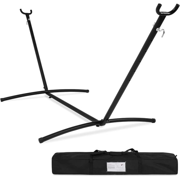 XgoodX , Hammock Stand, 2 Person Hammock Stand 550lbs Capacity Hanging Stand Weather Resistant Heavy Duty Steel Frame Swing Bed Porch with Portable Carrying Bag (Stand Only), 144In x 48In x 45In