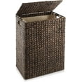 thumbnail image 1 of XgoodX Large Laundry Hamper with Lid and Removable Liner Bag - Espresso, Woven Water Hyacinth Rectangular Laundry Basket Sorter for Clothes and Towels, 1 of 7