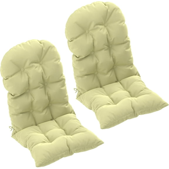 XgoodX Outdoor Adirondack Chair Cushions Set of 2, Tufted High Back Patio Chair Pads with Ties, Non-Slip Replacement Seat Cushions for Adirondack Chairs, Soft and Comfortable,Beige