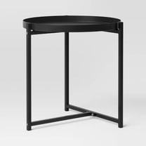 XgoodX Outdoor Steel Round Side Table Tray Top End Side Table-Black