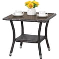 thumbnail image 1 of XgoodX Outdoor Wicker Patio Side Table, Weather Resistant Rattan Coffee Table, Square End Table, Aluminum Frame, Espresso Brown, 1 of 8
