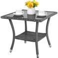 thumbnail image 1 of XgoodX Outdoor Wicker Patio Side Table, Weather Resistant Rattan Coffee Table, Square End Table, Aluminum Frame, Grey, 1 of 9