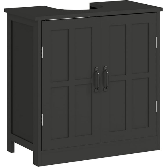 XgoodX Pedestal Sink Storage Cabinet, Under Sink Cabinet with 2 Doors and Adjustable Shelf, Bathroom Vanity with U-Shape Cut-Out, Black