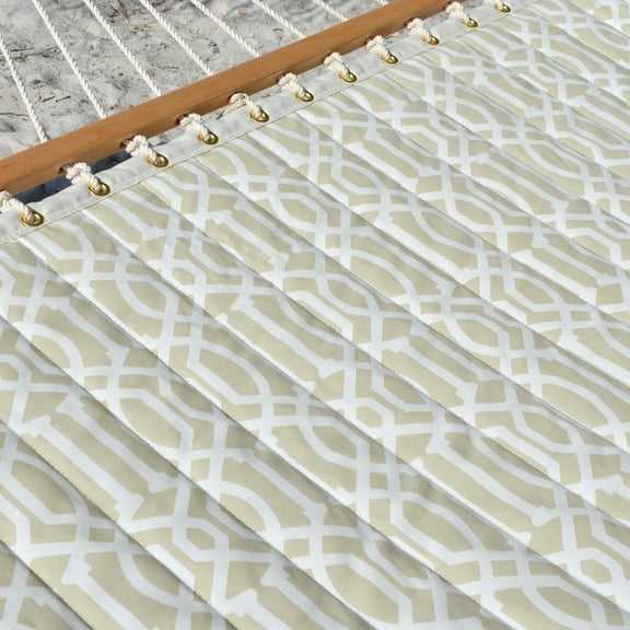 XgoodX Plush Quilted Hammock - Ultra-Soft Stitched Fabric for Cozy Outdoor Lounging, Perfect for Backyards & Patios (Beige Pattern)