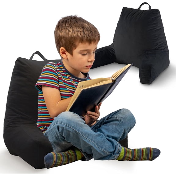 XgoodX  Reading Pillow with Arms – Portable Bed Pillow for Sitting Up & Support, Foam-Filled Back Rest Pillow for Sitting in Bed & Couch, Machine Washable-Black