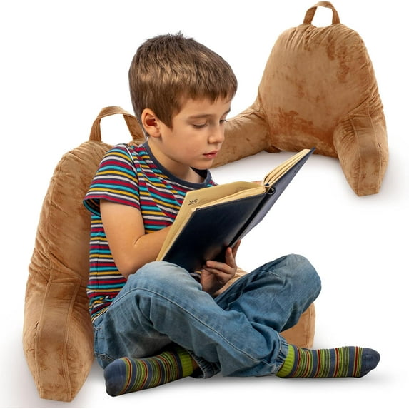 XgoodX Reading Pillow with Arms – Portable Bed Pillow for Sitting Up & Support, Foam-Filled Back Rest Pillow for Sitting in Bed & Couch, Machine Washable-Brown