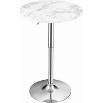 XgoodX Round Pub Table Height Adjustable, 360° Swivel Cocktail Pub Table with Sliver Leg and Base for Home, Bar Table (White)