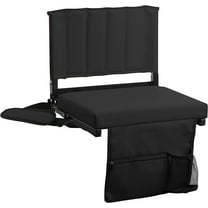 XgoodX Stadium Seat Chairs with Shoulder Strap, Built-in Back Support and Cup Holder-Black