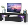 thumbnail image 1 of XgoodX TV Stand, Modern Lighting TV Cabinet Entertainment Center Media and Open Shelf, TV Console Table with 1 Drawer and Remote Control, 20 Color LED Lights up to 70 Inch TV (Black), 1 of 9