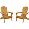 thumbnail image 1 of XgoodX Wood Adirondack Chair Set of 2, Folding Wooden Lounge Seating, All Weather Outdoor Furniture Chair with Clearance Weather Resistant for Garden Fire Pit Yard Beach Campfire - Teak, 1 of 9