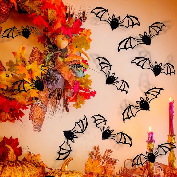 Xhegex 12PC Halloween Bat Wall Decals - Removable & Repositionable Scary Stickers for Home Decor, Perfect for Parties & Festivals