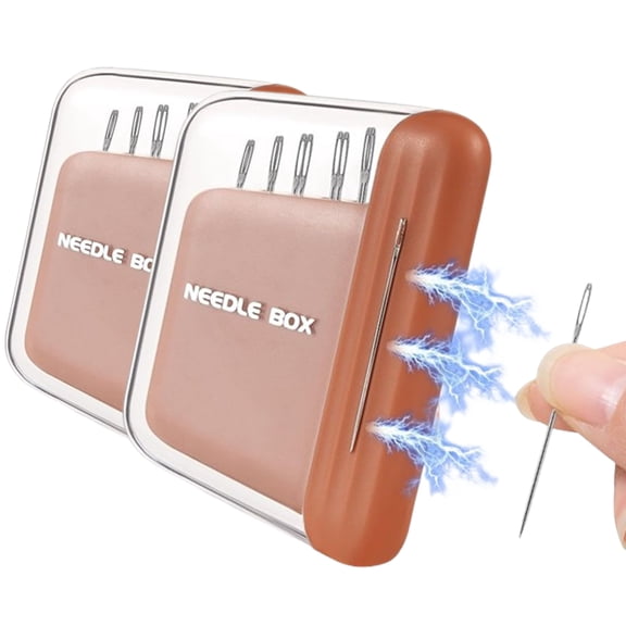Xhegex 2 Pack Magnetic Sewing Needle Case Including 10Pcs 5 Size Embroidery Needles for Hand Sewing ,Magnetic Needle Holder, Mini Needle Storage Box for Hand Sewing Art Crafts(Green)
