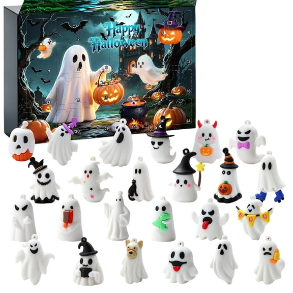 Xhegex 24 Pack Halloween Mystery Box for Ghost Figurines - Fun Unboxing Experience for Parties, Events, and Classroom Exchanges, No Tape Required