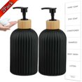 thumbnail image 1 of Xhegex 2PACK 13.5 Oz Glass Soap Dispenser with Rust Proof Pump, Refillable Hand Soap Dispenser with Vertical Stripe, Premium Bathroom soap Dispenser for Kitchen, Bathroom, Black, 1 of 8