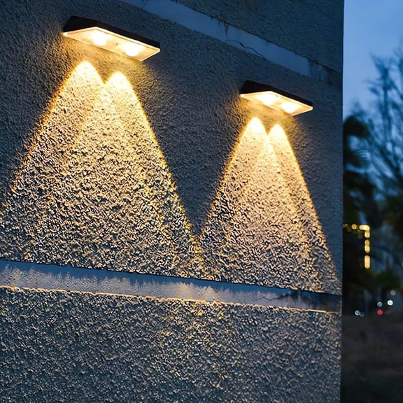 Xhegex 3-LED Outdoor Solar Wall Wash Light, Waterproof Decorative Wall Light for Outdoor Use, Solar-Powered Wash Light (Set of 2)