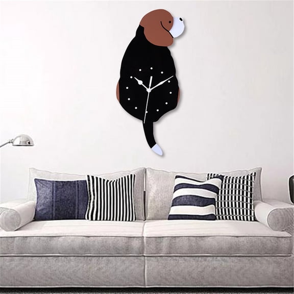 Xhegex Acrylic DIY Clock with Wagging Tail, Fun Home Decoration for All Rooms, Self-Adhesive Easy Install Wall Clock