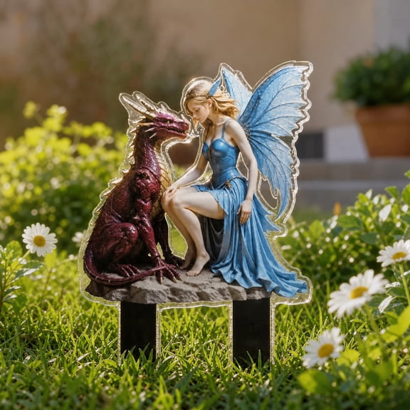 Xhegex Acrylic Garden Stake Decoration - Whimsical Transparent Ornament for Indoor/Outdoor Planters, Enchanting Floral Accent for Home and Garden Decor