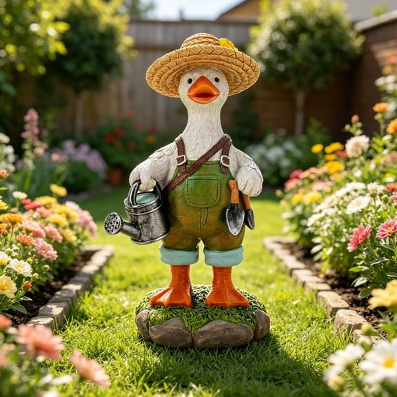 Xhegex Adorable Gardener Statue with Watering Can & Tools - Charming Outdoor Decor for Garden, Patio, and Home - Perfect Gift for Garden Lovers