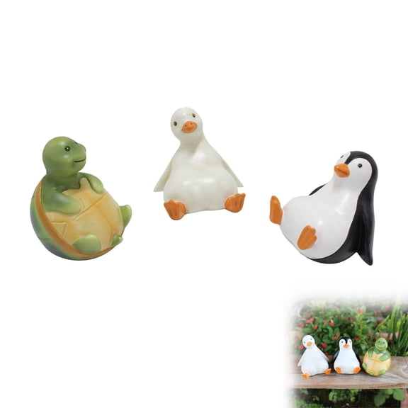Xhegex Adorable Resin Animal Figurines for Garden Planters and Home Decor - Whimsical Turtle, Penguin & Duck Designs - Perfect Gift for Animal Lovers and Home Enthusiasts